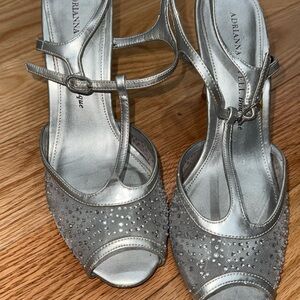 Adrianna Papell Metallic Silver Heels